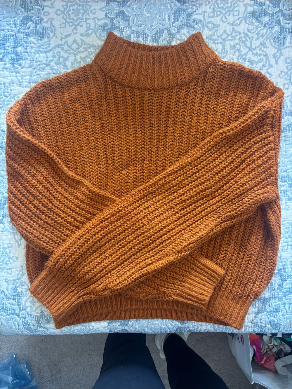 H&M Chunky Turtleneck Sweater in Rust Orange